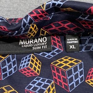Murano Liquid Luxury Slim Fit Mens XL Retro 80s  Rubiks Cube Puzzle Print Shirt